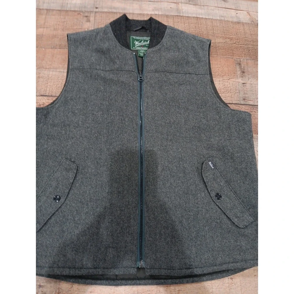 Men's Woolrich Wool Shell Puffer Full Zip Vest Sz Large 2636